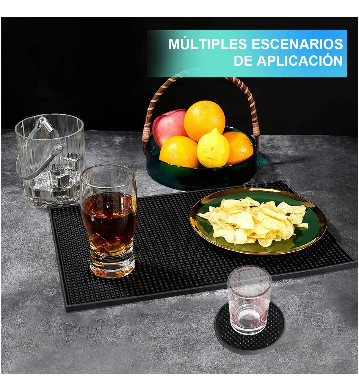 Kit 2pzs Tapete Para Bar Barra Escurridor Lab.G Barman 45*30cm Negro