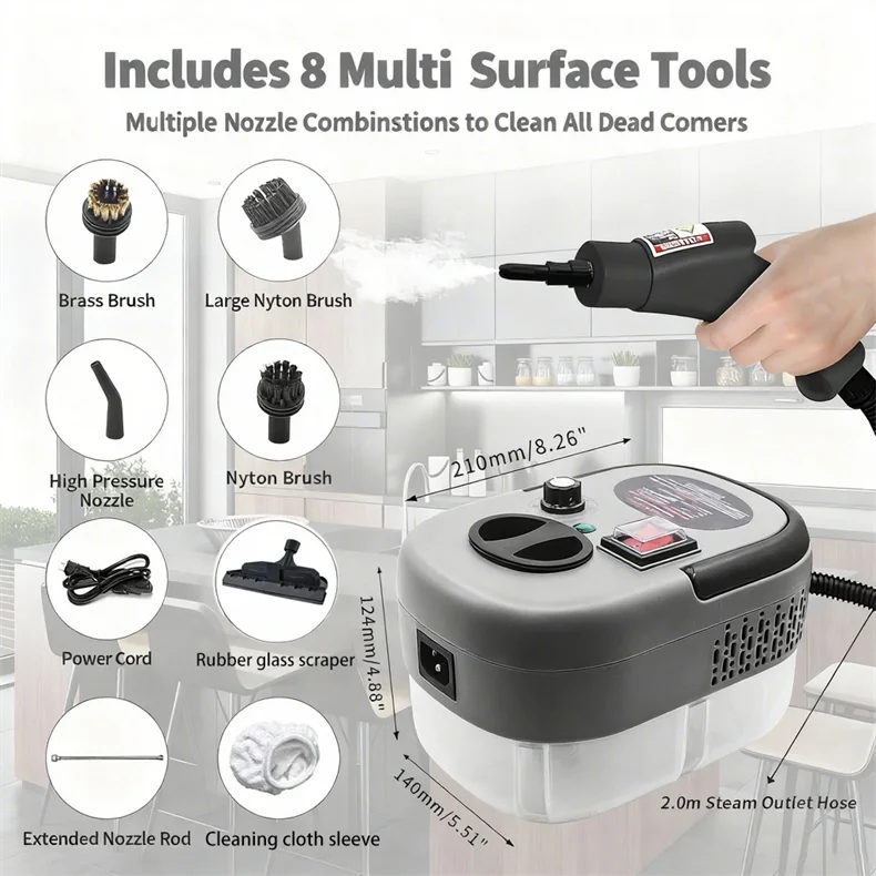 Limpiador a Vapor de Alta Temperatura, Lavadora a Presión, Máquina de Limpieza a Vapor para Aire Acondicionado, Cocina, Hogar y Automóvil