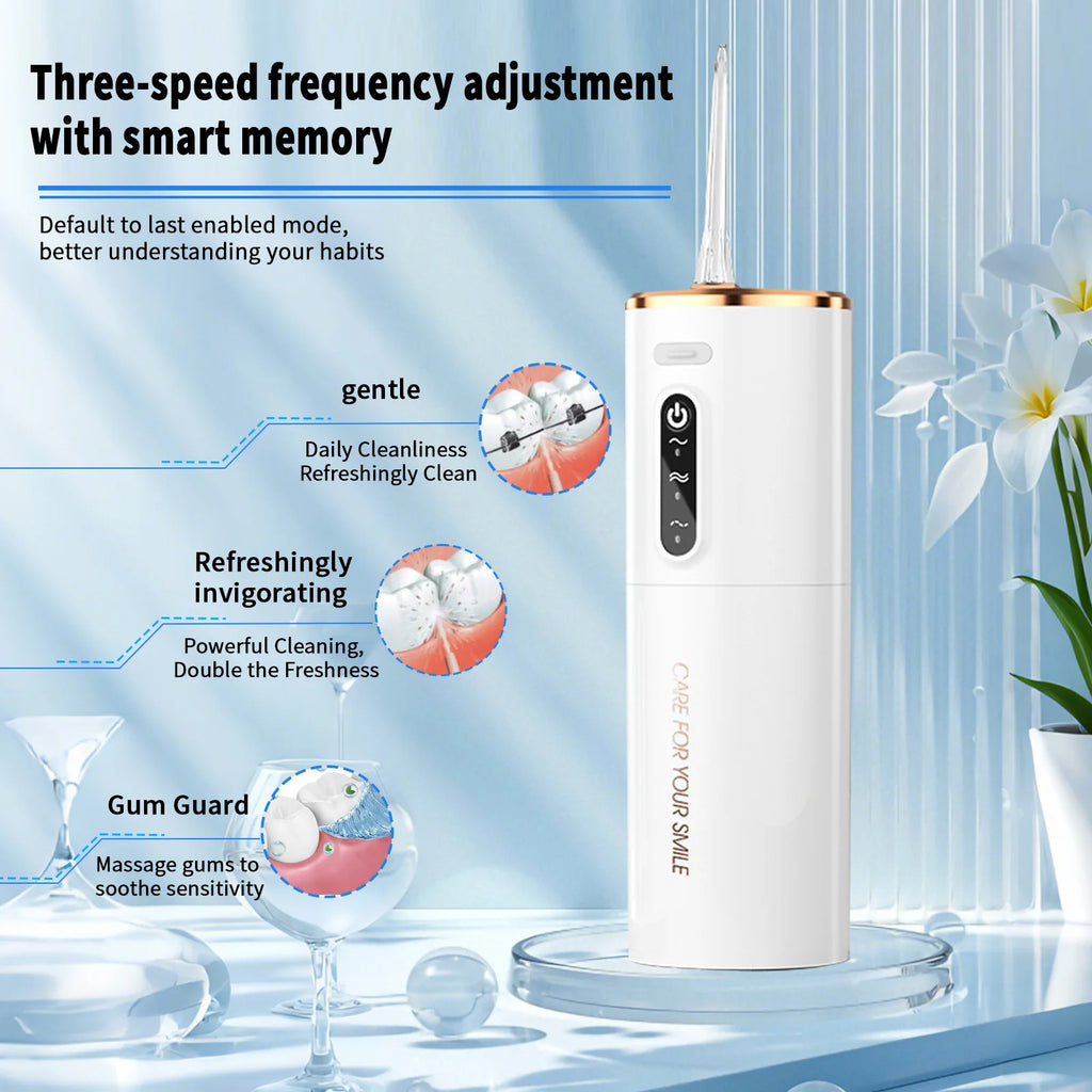 Irrigador Dental Eléctrico para Hogar – Limpiador Bucal con 5 Modos y Tanque Grande, Chorro de Agua Ajustable para Cuidado de Encías y Dientes, Incluye Boquillas