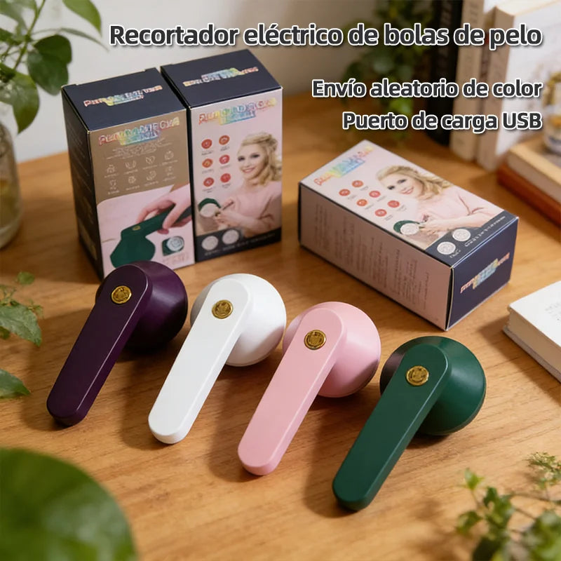 Cortador portátil de pelusas recargable para prendas, muebles y alfombras, elimina eficazmente pelusas y burbujas de pelo. Incluye cable USB.