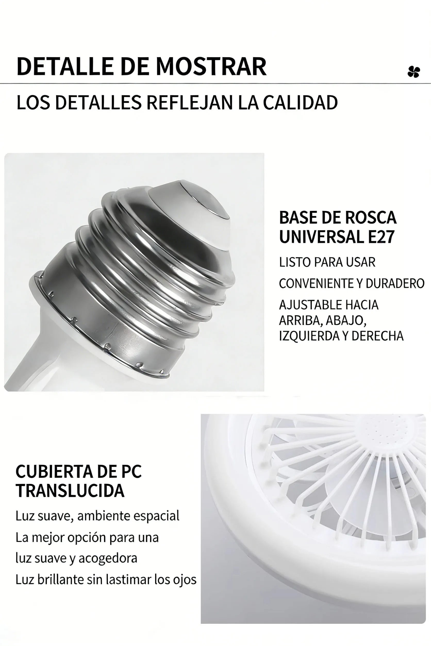 Ventilador de techo circular LED con luz y control remoto, temperatura de color ajustable de 3000 K a 6500 K, tres velocidades, ideal para diversos espacios como dormitorios.
