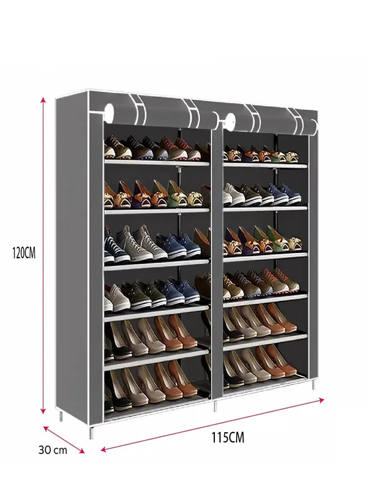 Zapatera Doble Organizador Cubierta de Tela Impermeable, Estante con Estructura de Acero de 6 Niveles, Zapatero Ahorrador de Espacio, Multifuncional de Fácil Armado