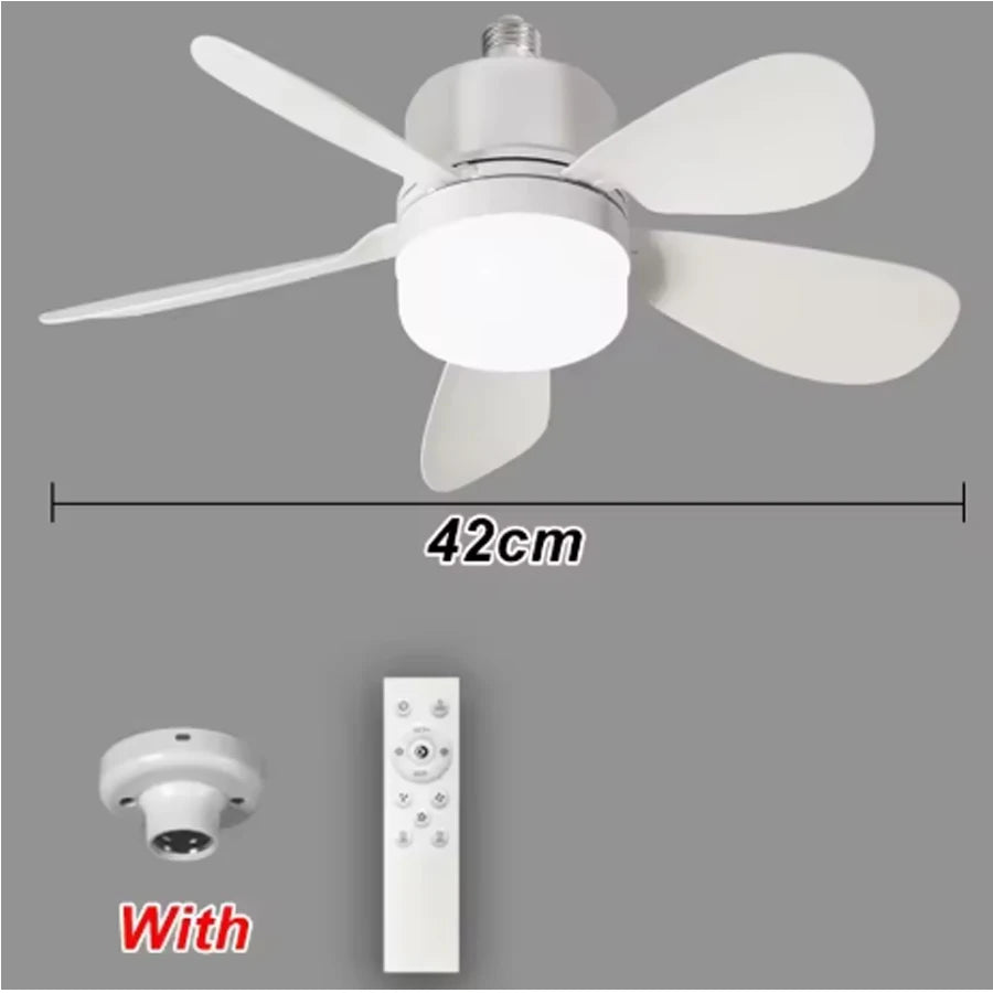 Ventilador de techo atornillado con casquillo de luz, ventilador de techo remoto con luz, 3 velocidades regulables para dormitorio, cocina, sala de estar