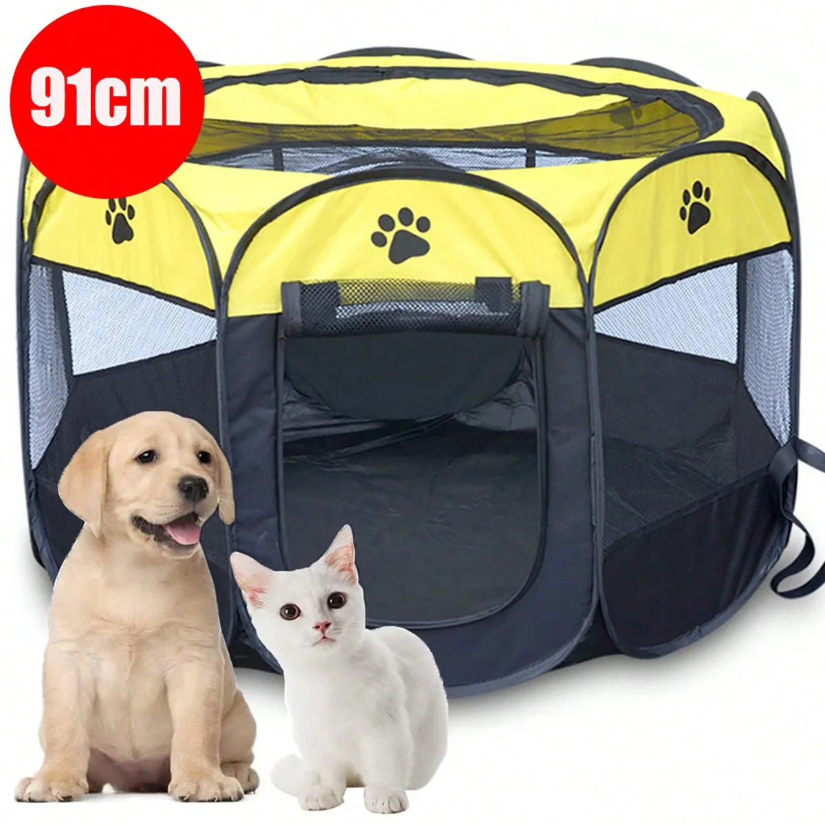 Plegable Duradero Y Portátil Lona De Oxford Valla De La Sala De Partos Para Mascotas Nido De Gato De Jaula De Perro Octogonal