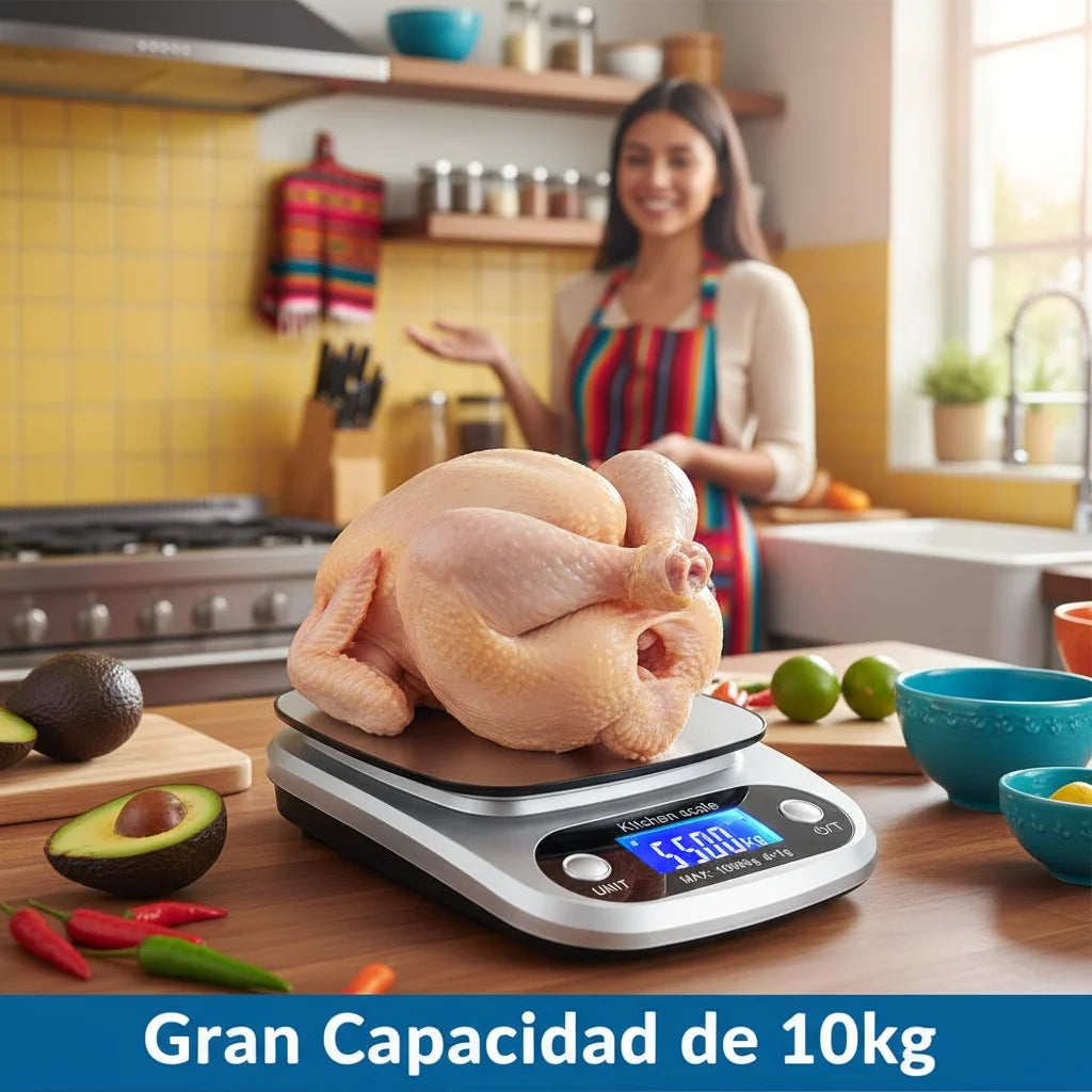 Bascula Digital Gramera de Cocina 10kg/1g Pesa de Acero Inoxidable Balanza Electronica para Alimentos Reposteria y Cafe Herramientas de Medicion con Pantalla LCD Alta Precision 10kg 1g Incluye Baterias AAA Plata