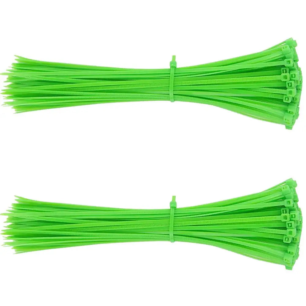 Bridas con Cierres, MXZCL, 1Paq, 100Pzas, 20cm, 2.5mm, Verde Claro, Nailon, A prueba de Ácidos, Auto Extinguible.