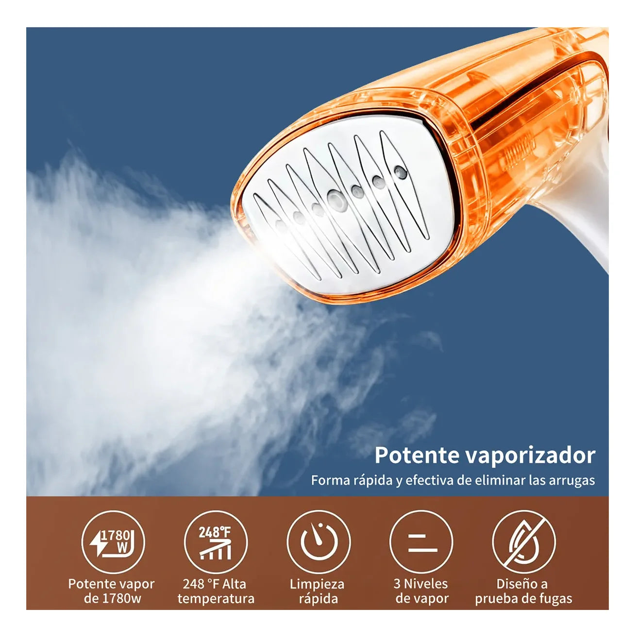 Plancha de Vapor 780W Portátil Viaje 320 ml Gris
