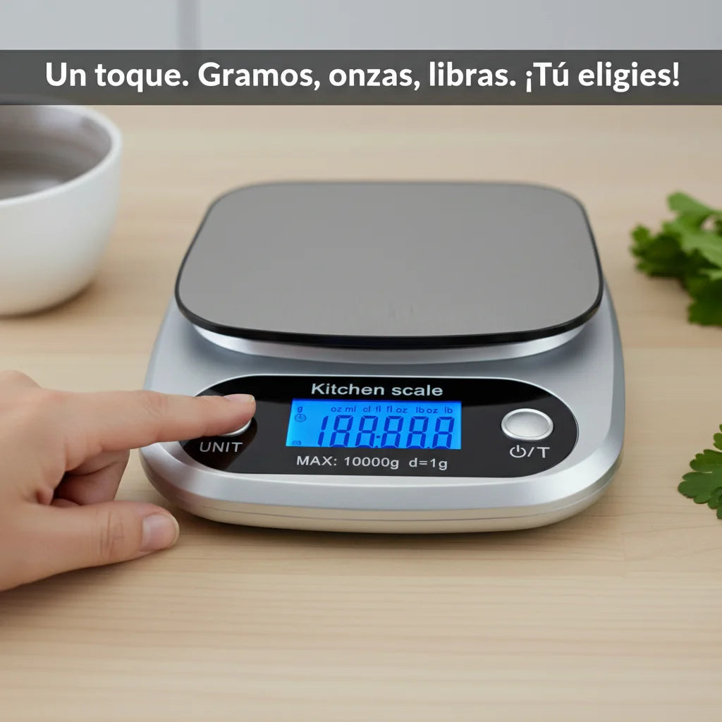 Bascula Digital Gramera de Cocina 10kg/1g Pesa de Acero Inoxidable Balanza Electronica para Alimentos Reposteria y Cafe Herramientas de Medicion con Pantalla LCD Alta Precision 10kg 1g Incluye Baterias AAA Plata