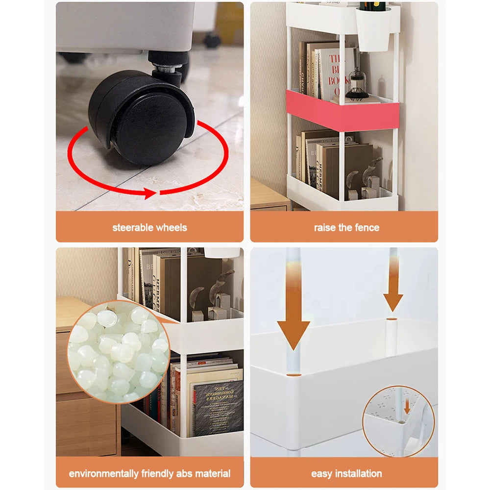 Estantería Rodante de 5/6 Niveles en Diseño Blanco y Negro, Carrito Almacenamiento Móvil Ideal para Cocina, Baño, Lavandería, Sala de Estar y Vestidores, Perfecto para Espacios Reducidos