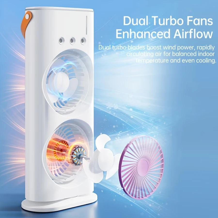 ¡Tecnología de enfriamiento en 3 segundos! Aire acondicionado y humidificador portátil USB de 6 velocidades - Ultrasilencioso 25dB, temporizador de 6H para hogar/oficina/residencia universitaria | Enfriamiento instantá