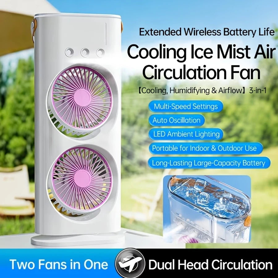 ¡Tecnología de enfriamiento en 3 segundos! Aire acondicionado y humidificador portátil USB de 6 velocidades - Ultrasilencioso 25dB, temporizador de 6H para hogar/oficina/residencia universitaria | Enfriamiento instantá