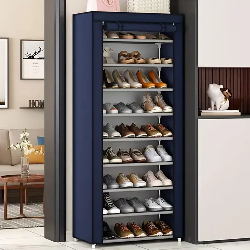 Zapatera Organizador 9 Niveles Capacidad 27 Pares Closet Zapato Tela Impermeable Cubierta Enrollable Color Negro