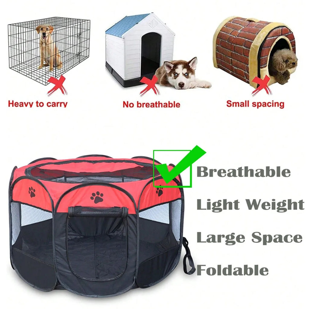 Plegable Duradero Y Portátil Lona De Oxford Valla De La Sala De Partos Para Mascotas Nido De Gato De Jaula De Perro Octogonal