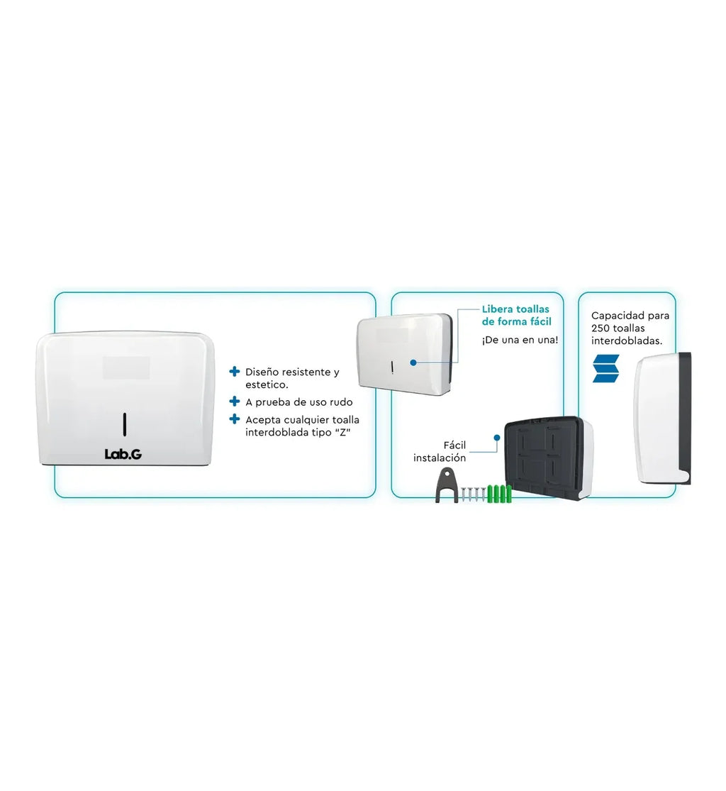 Dispensador Toalla Interdoblada / Sanitas Lab.G Uso Rudo Blanco
