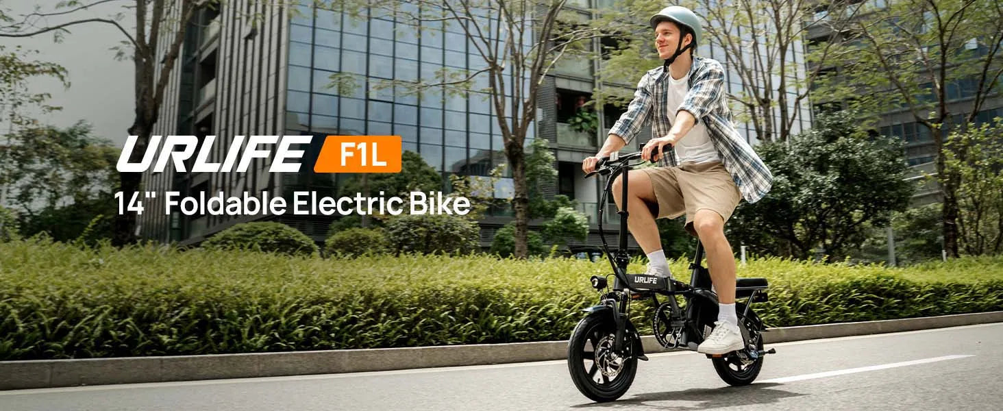 Urlife E-Bike 14 pulgadas plegable 500W 48V 7.5Ah extraíble y carga rápida 40 millas suspensión delantera hidráulica frenos de disco duales Naviga