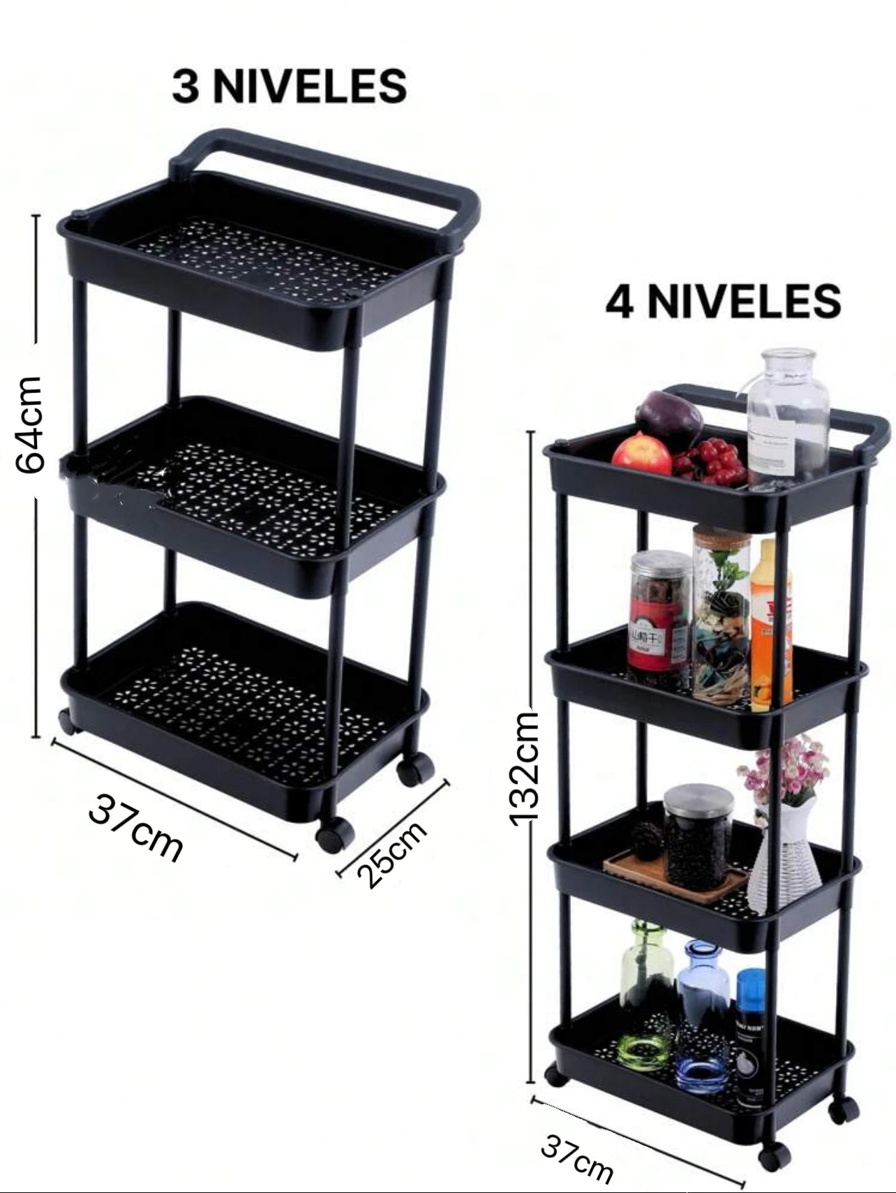 Carrito Organizador Estante Almacenaje 3 Niveles Con Ruedas 0808-1