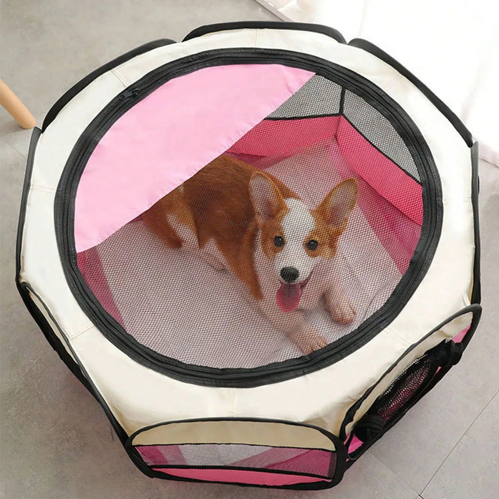 Plegable Duradero Y Portátil Lona De Oxford Valla De La Sala De Partos Para Mascotas Nido De Gato De Jaula De Perro Octogonal