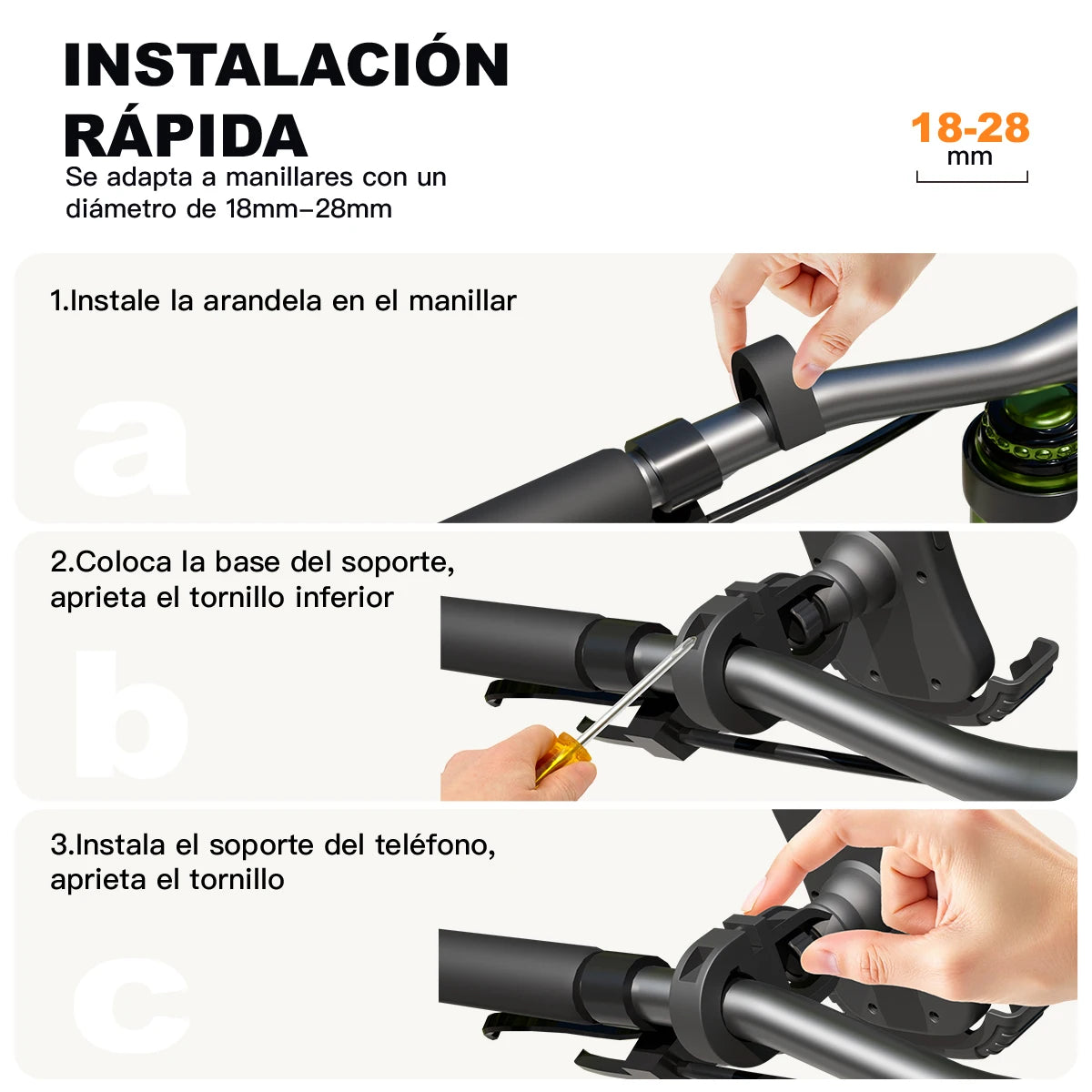 Soporte Celular Bicicleta, Soporte Movil Moto Universal 360 ° Rotación Anti Vibración Porta Telefono Motocicleta Montaña Soporte