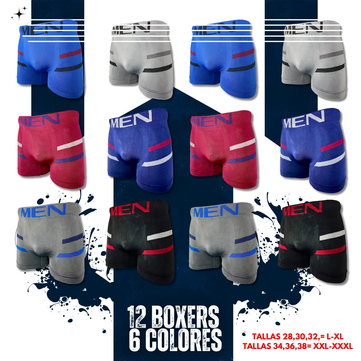 12 Piezas Boxer Caballero Mayoreo Tela Suave Cómodos y Ajustables Económicos Ligeros se envia modelo disponible