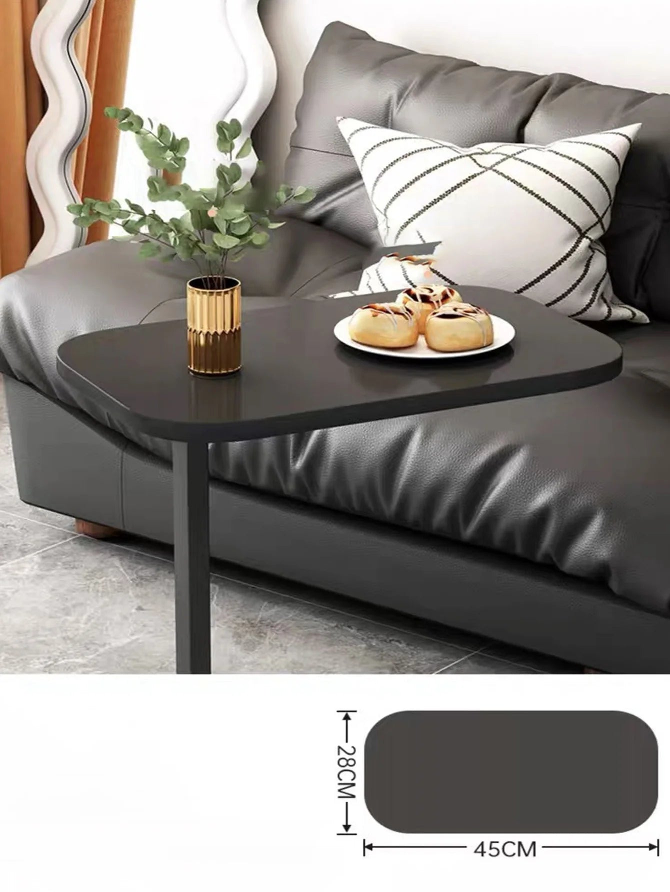 Mesa auxiliar para sofá cama, mesa auxiliar nordica en forma de U con tabloide, pequeña mesa auxiliar para todo uso, elegante y moderna