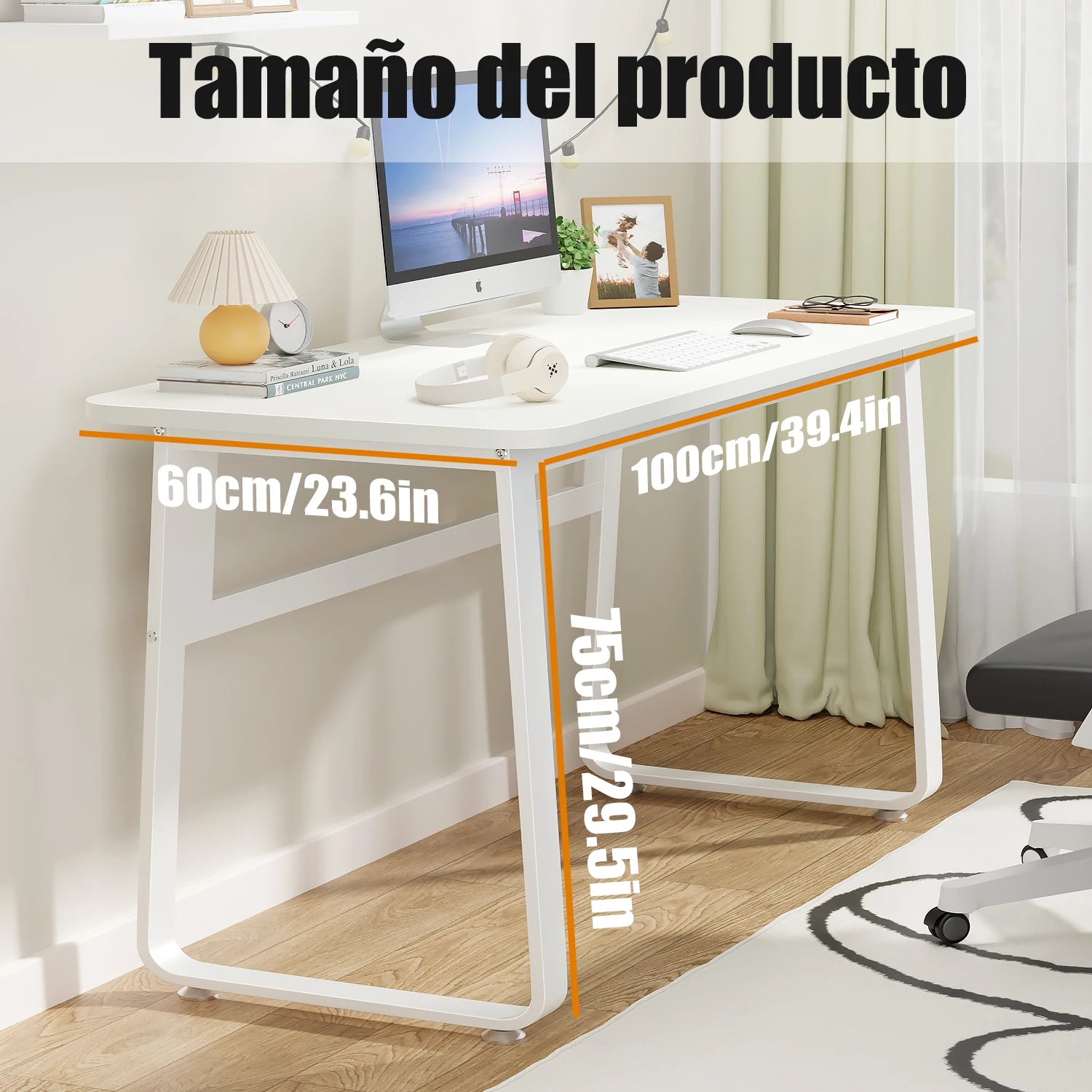 Escritorio de Computadora Moderno, Mesa de Escritorio Estilo Minimalista con Estructura Robusta para Hogar y Oficina, 100/120*60cm