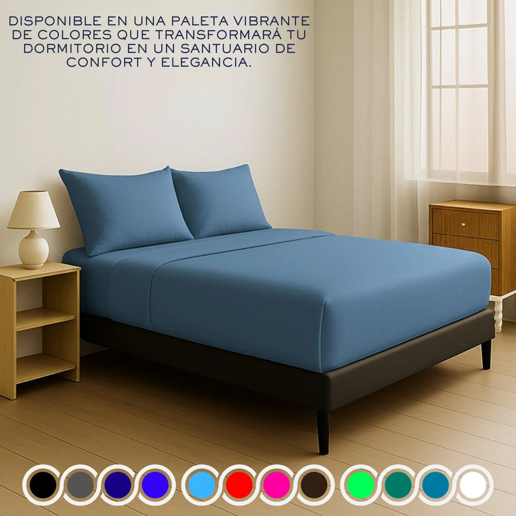 Juego de Sabanas para Cama, Sabana Bajera, Sabana Plana y Funda de Almohada, Cajon Amplio, 2800 Hilos, Premium Egipcian, Tamaño Individual, Matrimonial, Queen y King Size