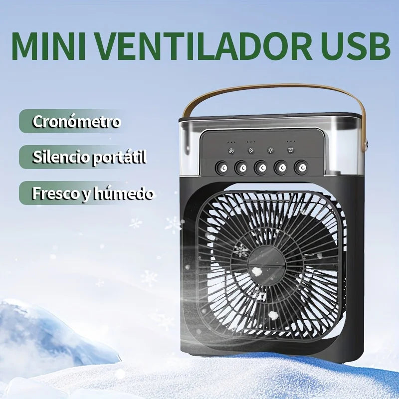 1 ventilador de enfriador de pulverización de cinco agujeros, portátil Ventilador de escritorio, adecuado para oficina, estudio, al aire libre, etc.