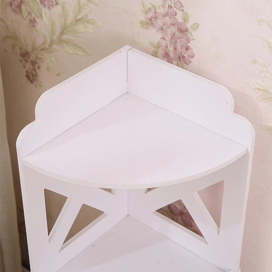 Estante de esquina independiente, estante de almacenamiento de baño independiente, estante de almacenamiento de baño de madera blanca, ahorro de espacio, gabinete de almacenamiento de baño estrecho, adecuado para espac