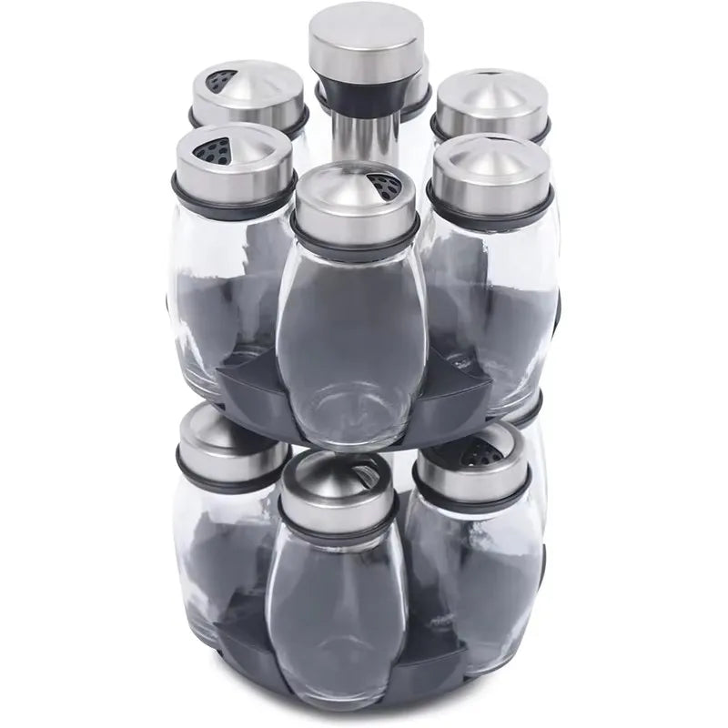 Estantería giratoria de vidrio para almacenamiento en cocina, a granel: estantería giratoria para condimentos que ahorra espacio