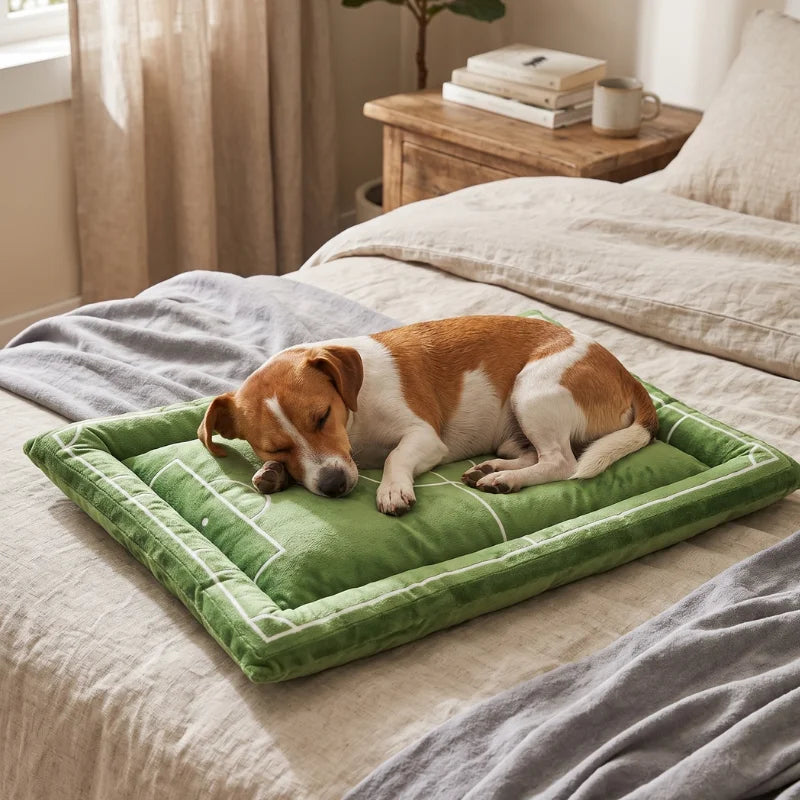 Cama de Perro Cuadrada Estilo Cancha de Fútbol Muebles para Perros y Gatos Diseño Moderno y Deportivo Ideal para Hoga