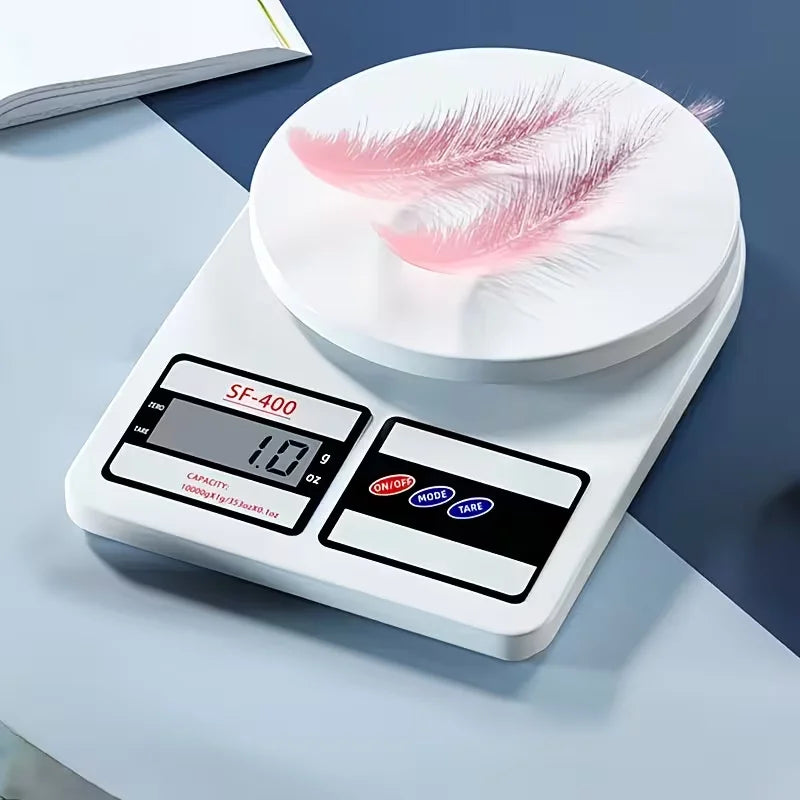 Báscula de Cocina Digital con Alta Precisión y Función Tara, Diseño Blanco Elegante con Pantalla LCD, Ideal para Hornear, Cocinar y Pesar Joyas, Pilas AAA no incluidas