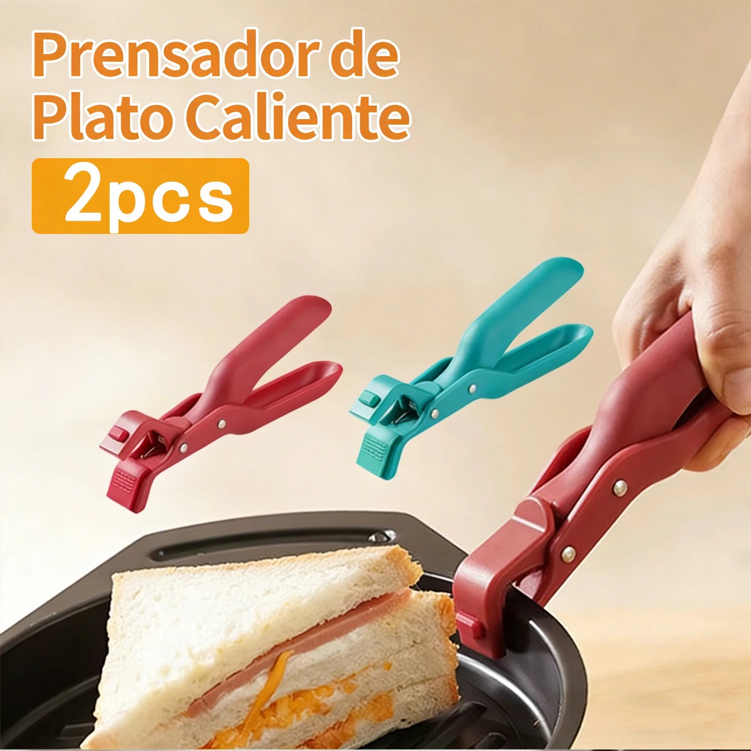 Pinzas de silicona antideslizantes para alimentos, seguras para sujetar platos y cuencos calientes, pinzas para platos, pinzas de cocina, pinzas para bandejas de horno, pinzas para cuencos, juego de dos piezas rojo y azul #ki