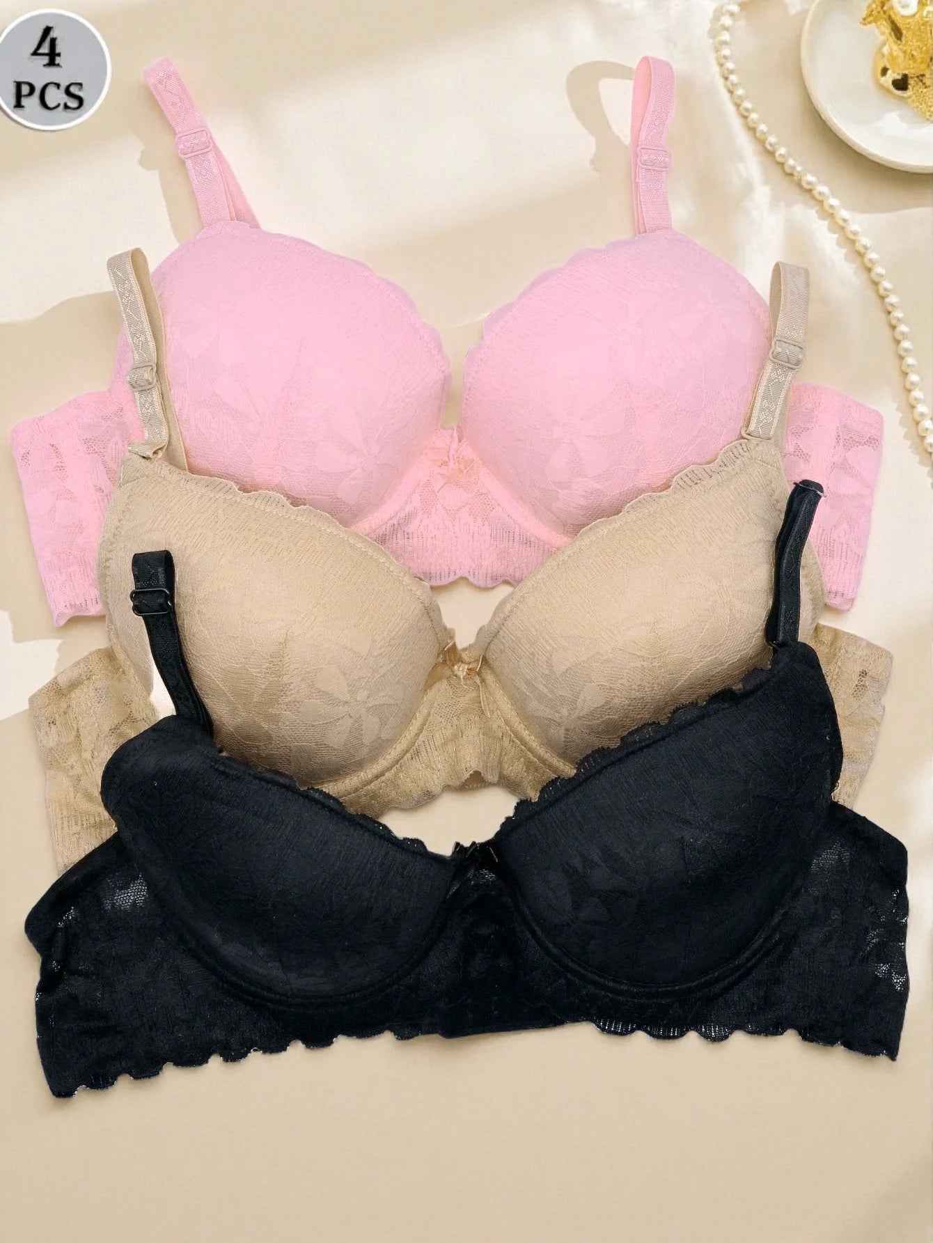 BR6022B Sujetador estampado (3 piezas) Copa B push up