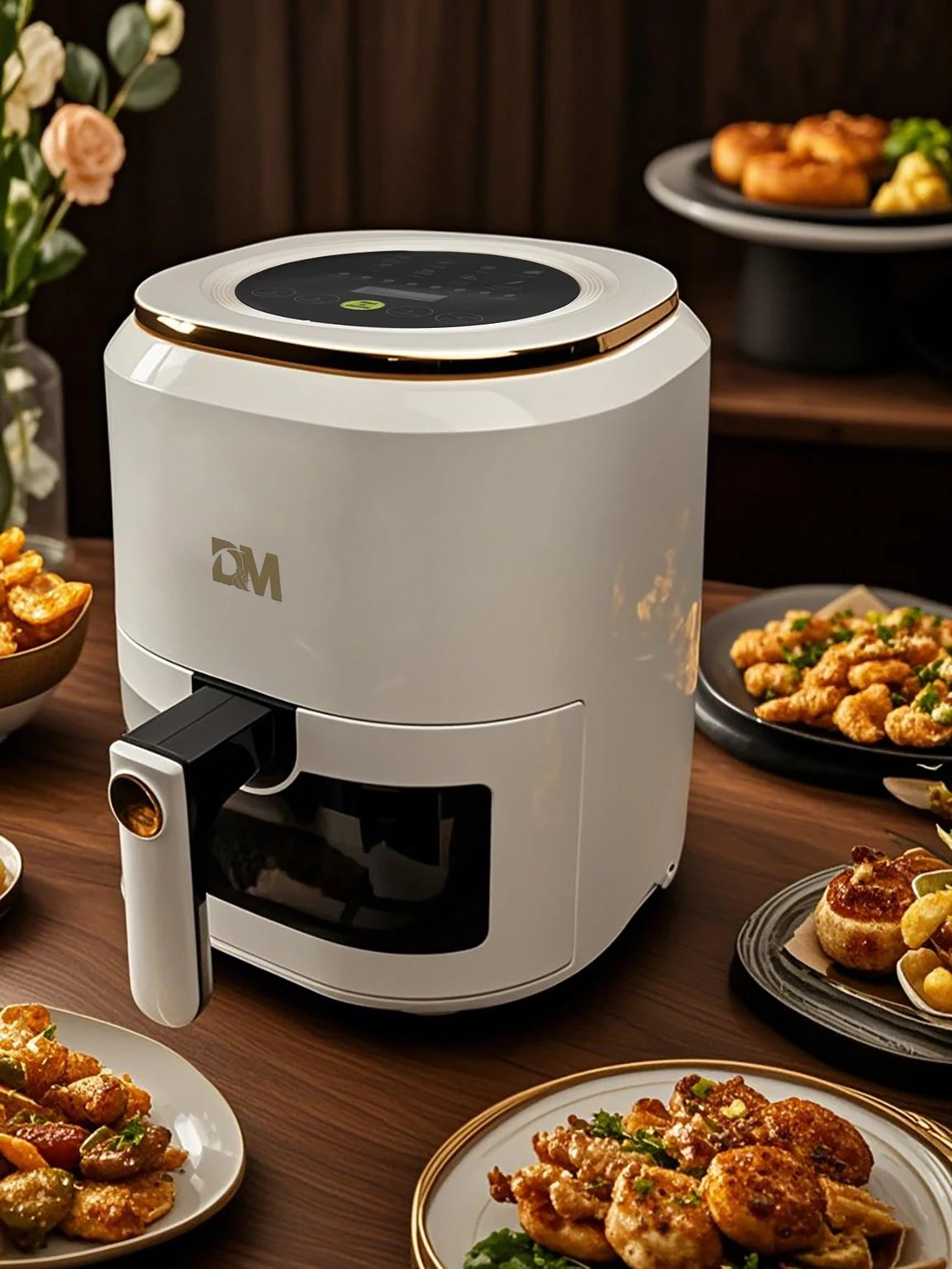 Freidora de Aire 7.5L XXL con Ventana Visual, 10 Programas Automáticos, Cocción Sin Aceite 360°, Antiadherente, Temporizador, Ideal para Pollo/Papas/Pizza, Hogar y Oficina.