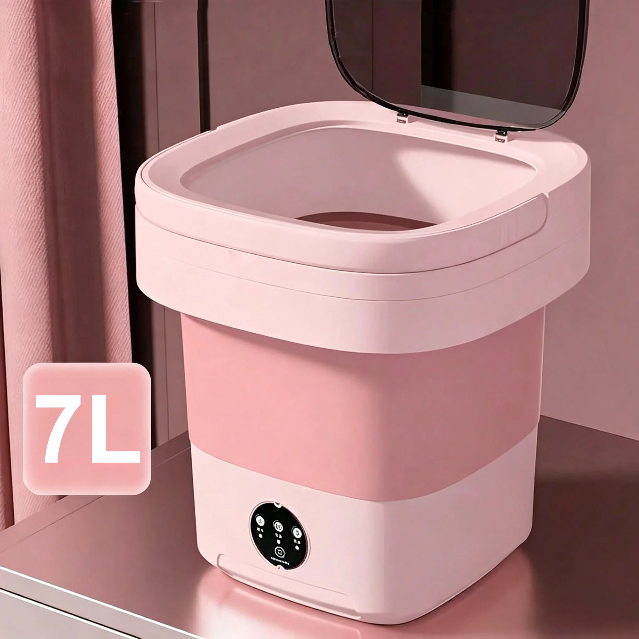 Lavadora Portátil Plegable de 7L con Función de Secado y Cesta de Drenaje, 3 Modos de Lavado Vibratorio, Diseño Compacto, Limpieza Profunda para Ropa de Bebé y Interior, Ideal para RV, Camping y Viajes