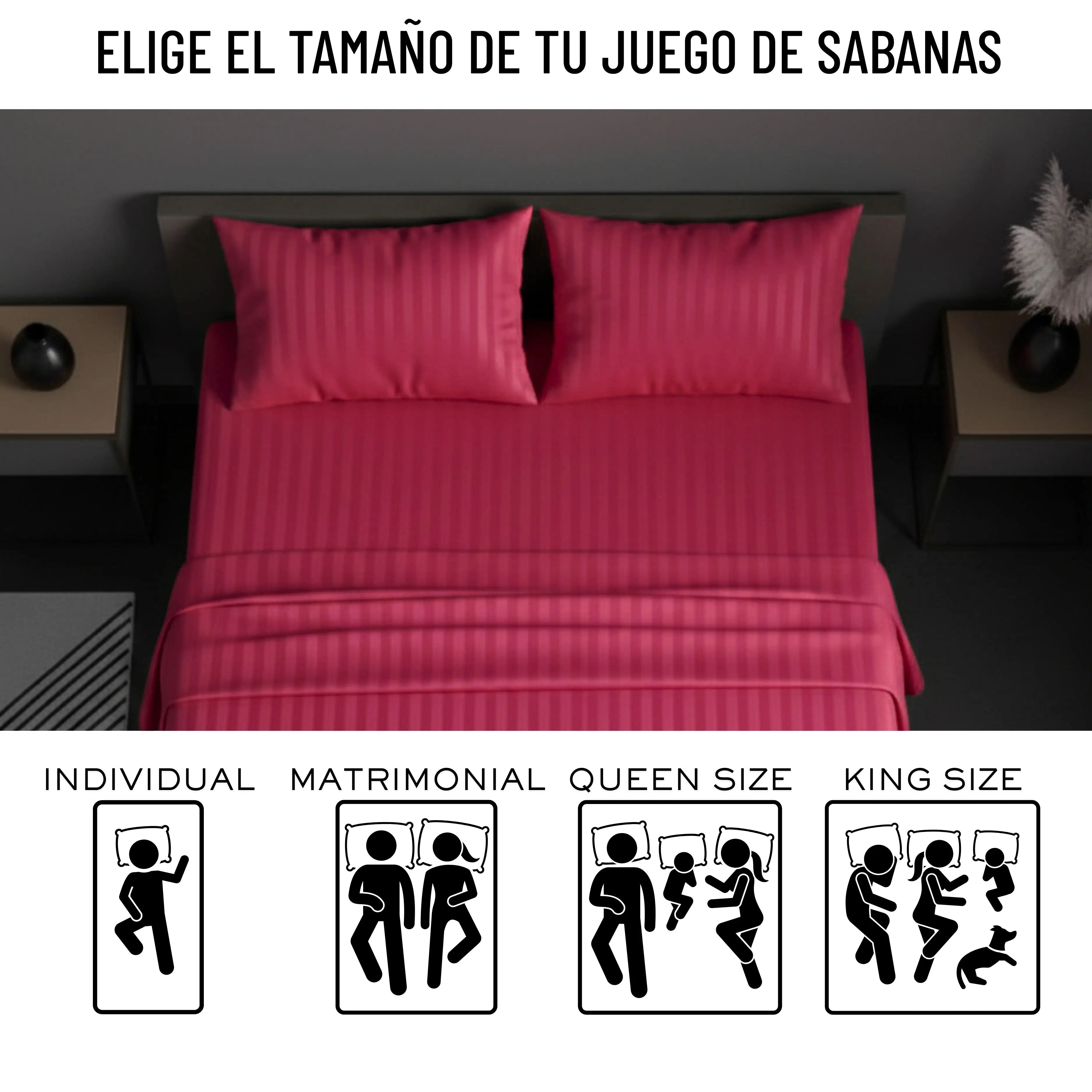 Juego de Sabanas para Cama, Sabana Bajera, Sabana Plana y Funda de Almohada, Cajon Amplio, 2800 Hilos, Premium Egipcian, Sábana Embosada,Tamaño Individual, Matrimonial, Queen y King Size