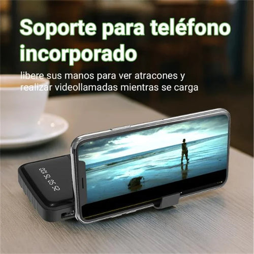 Batería Externa Portátil de 20000mAh/10000mAh con 4 Cables Integrados, Pantalla Digital, 74Wh, para iPhone 16 17 Huawei Xiaomi