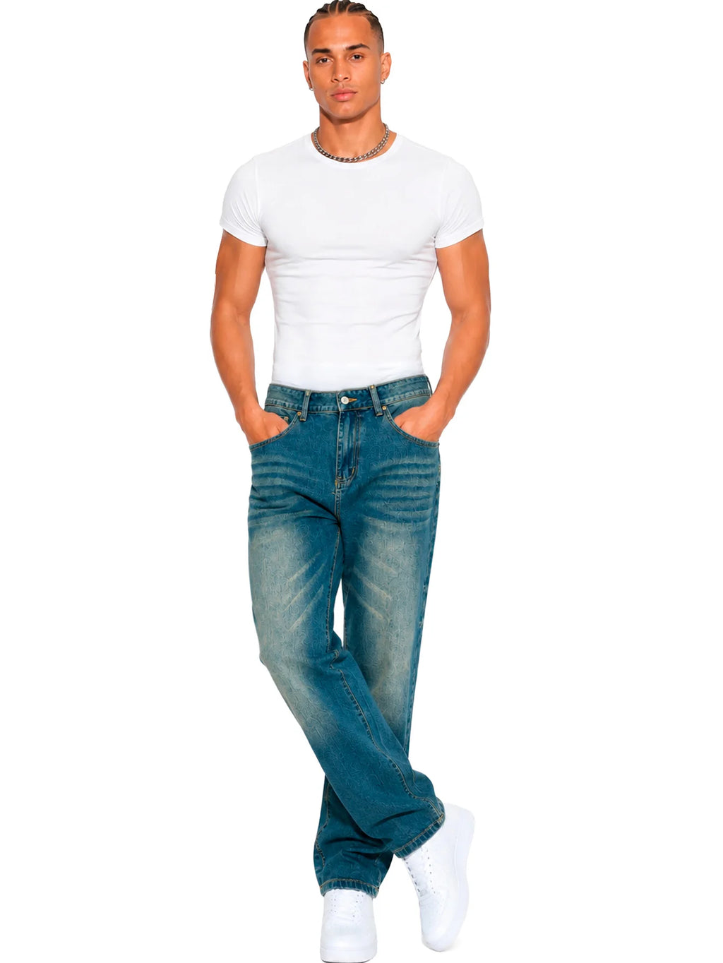 Jeans Caballero Recto Slim Fit Mezclilla Hombre