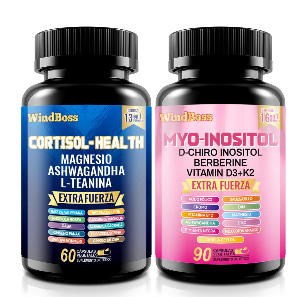 【Complete Balance】 Windboss Cortisol and Inositol Combo, All-Day Energy Support, 90+60 Capsules
