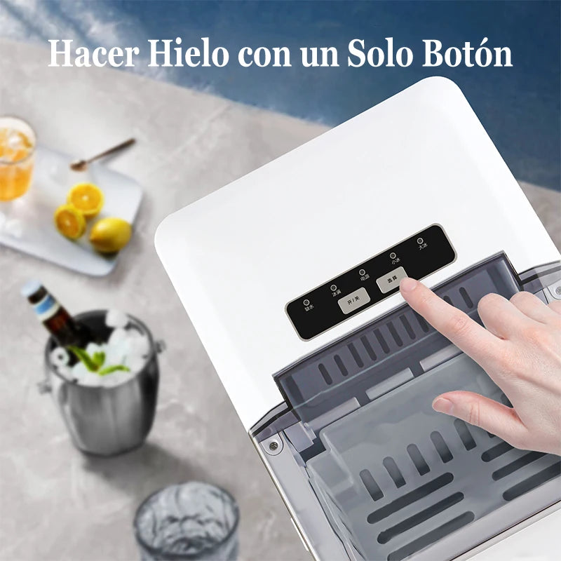 Máquina de hielo automática hogar, 6min/9pz, mudo, multifuncional, acero inoxidable