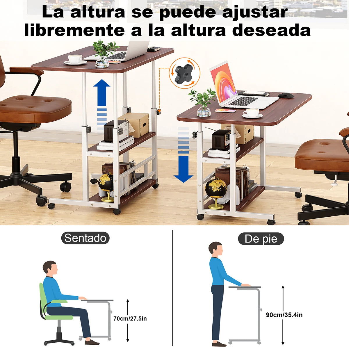 3 Piso Mesa Para Laptop Altura Ajustable Mesa Laterales 60cm