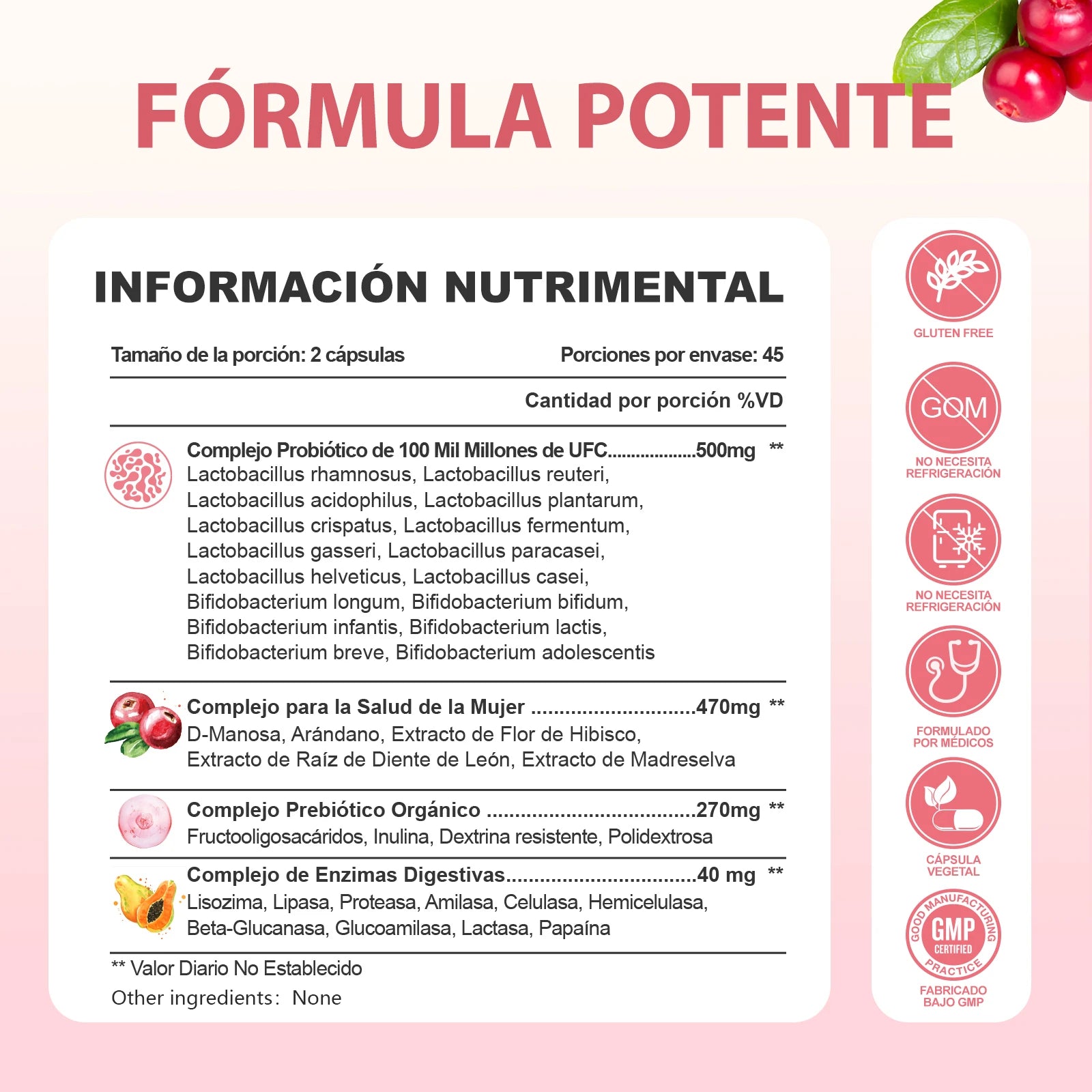 Windboss Probióticos para la Salud Íntima de la Mujer – 100 Mil Millones UFC – 32 Cepas – Con Arándano, Prebióticos y Vitamina C – Apoya el Equilibrio Femenino – 90 Cápsulas