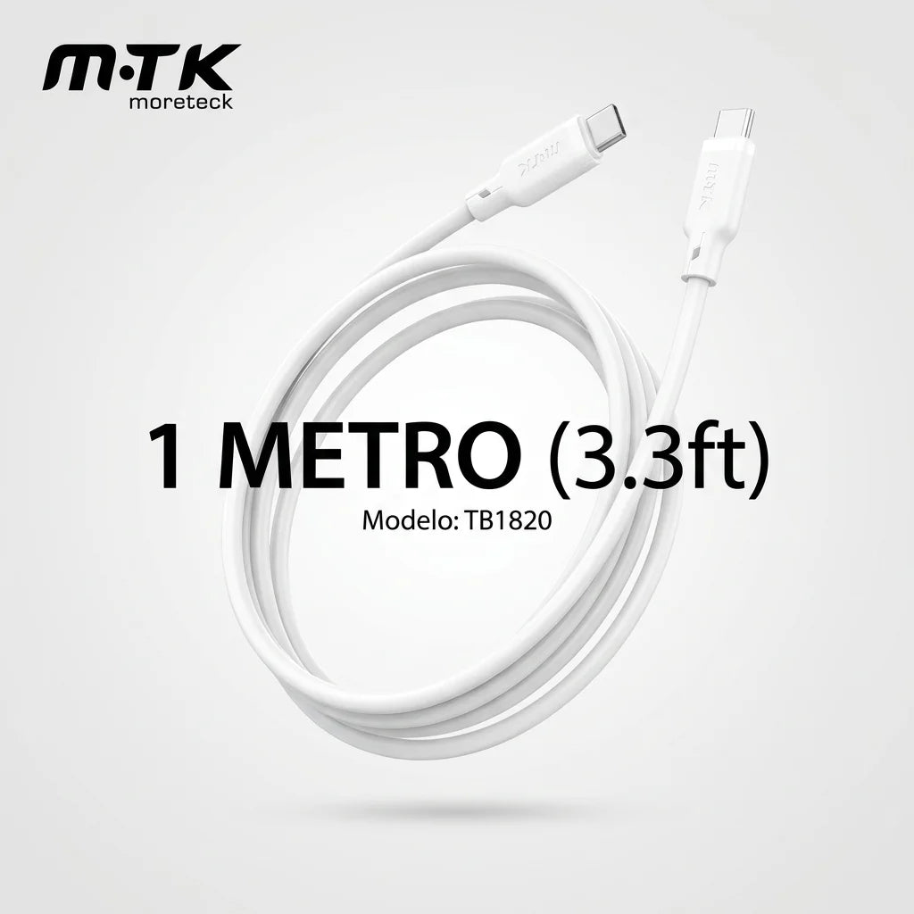 60W Cable USB C 1M Carga Rápida Trenzado – Compatible con iPhone 16/15, Galaxy S24/S23, Pixel, MacBook Air/Pro, iPad Pro, CarPlay, Android Auto (Blanco/Nergo)