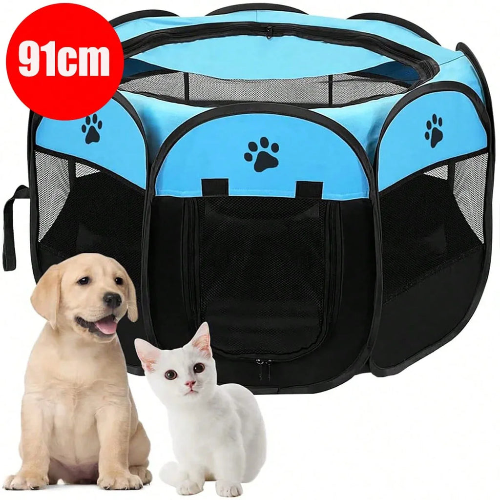Plegable Duradero Y Portátil Lona De Oxford Valla De La Sala De Partos Para Mascotas Nido De Gato De Jaula De Perro Octogonal