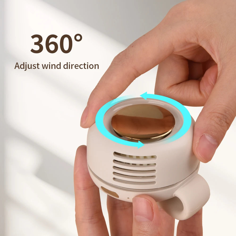 Nuevo ventilador portátil mini para exteriores, ajustable a 3 velocidades, pequeño, con clip, sin aspas, eléctrico, para cintura o camisa, ideal para deportes al aire libre y gimnasio.