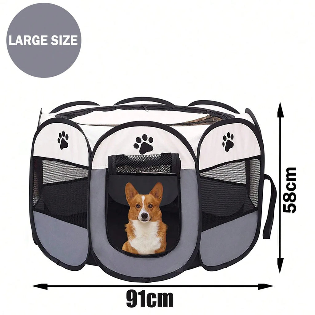 Plegable Duradero Y Portátil Lona De Oxford Valla De La Sala De Partos Para Mascotas Nido De Gato De Jaula De Perro Octogonal