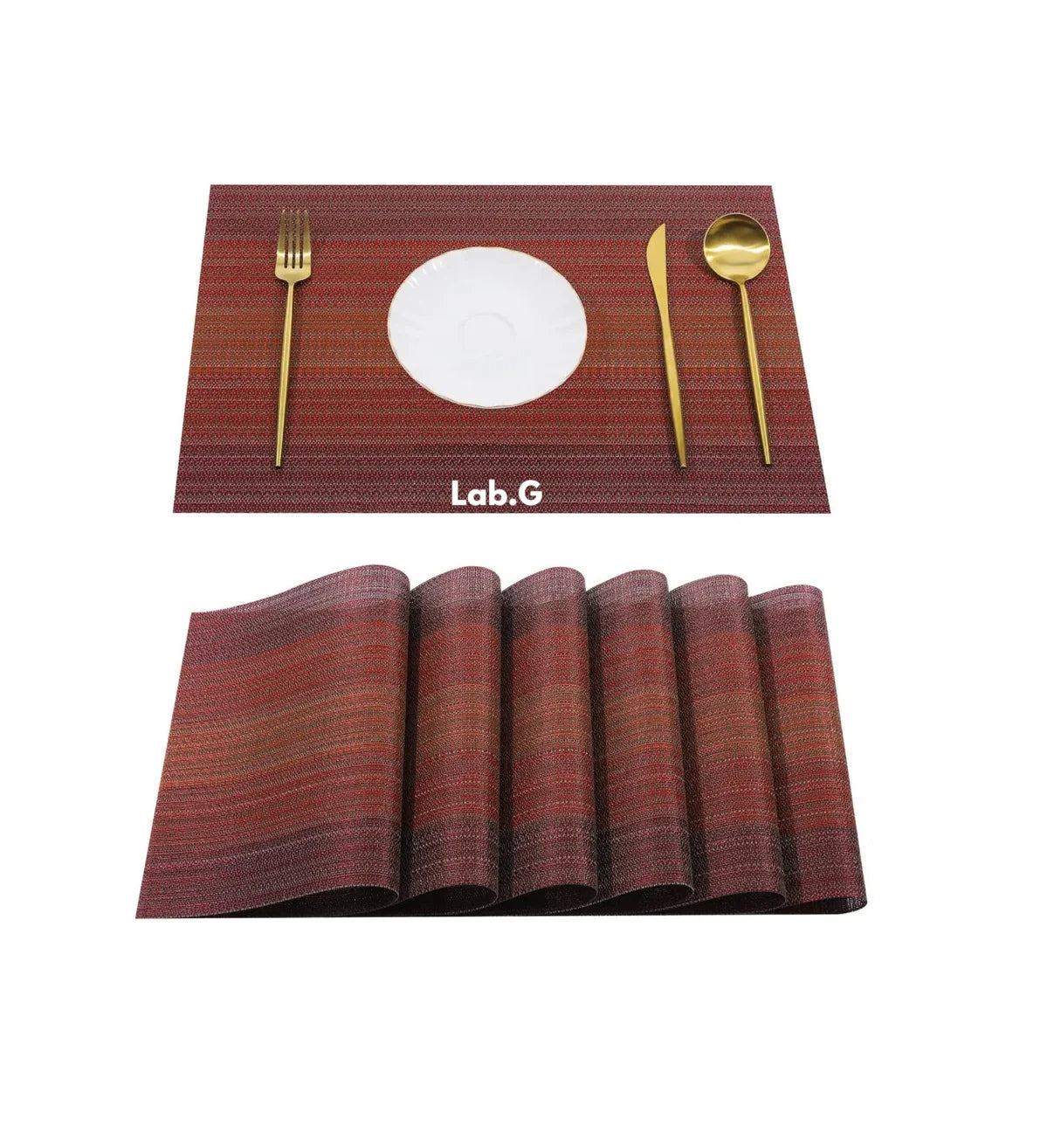 Manteles Individuales Antideslizantes Lab.G Para Restaurante 8 Pcs Rojo