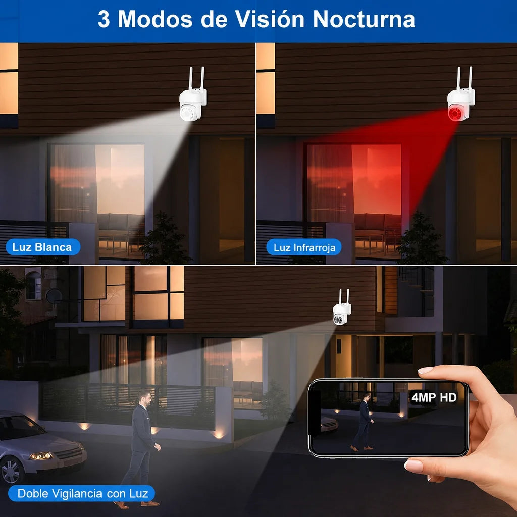 Security Indoor , 2MP, 2K, Cámara de Seguridad Interior, Cámara IP Domo 360°, Visión Nocturna, Monitor para Bebé y Mascotas, Wi‑Fi, Control por App, Compatible con Alexa, Google Assistant