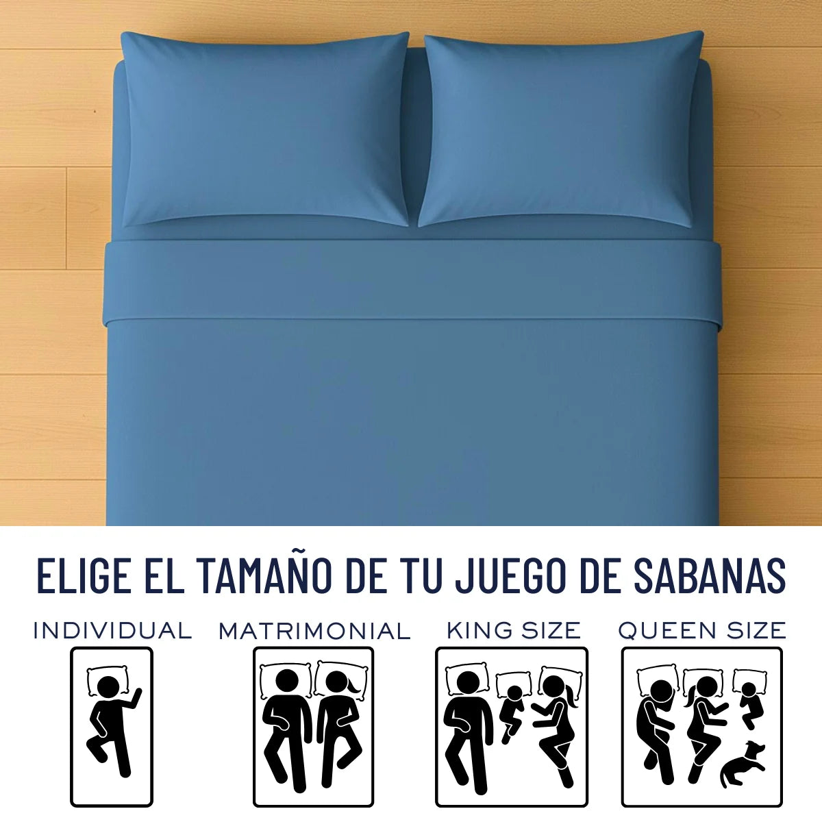 Juego de Sabanas para Cama, Sabana Bajera, Sabana Plana y Funda de Almohada, Cajon Amplio, 2800 Hilos, Premium Egipcian, Tamaño Individual, Matrimonial, Queen y King Size