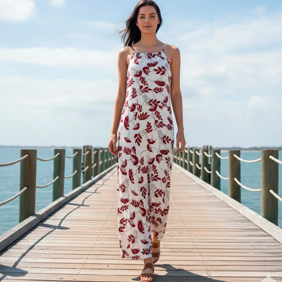 Maxi Vestido Playero Estampado – Diseño Halter de Verano (Color Sorpresa)